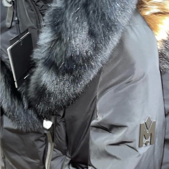 Mackage Womens Kay Leather-Trim Down Jacket Black Black New with tags - Picture 3 of 3